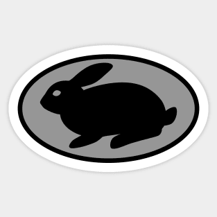 black print rabbit gray Sticker